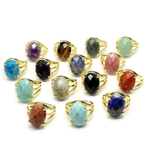 Edelstein Manschette Fingerring, mit Zinklegierung, oval, goldfarben plattiert, verschiedenen Materialien für die Wahl & unisex & facettierte, gemstone size 13x18mm, verkauft von PC