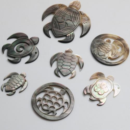 Natürliche schwarze Muschel Anhänger, Schildkröter, geschnitzt, DIY & verschiedene Stile für Wahl & hohl, verkauft von PC