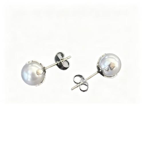 304 Stainless Steel Stud Earring, with Plastic Pearl, Unisex & different size for choice, Sold By Pair