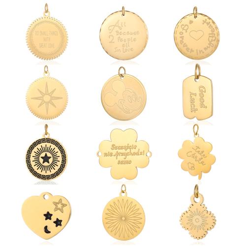 Edelstahl Schmuck Anhänger, 304 Edelstahl, plattiert, DIY & verschiedene Stile für Wahl & mit Brief Muster, verkauft von PC