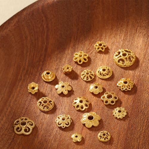 925 Sterling Silver Bead Cap, gold color plated, DIY & different styles for choice, 26x16x6mm, Sold By PC