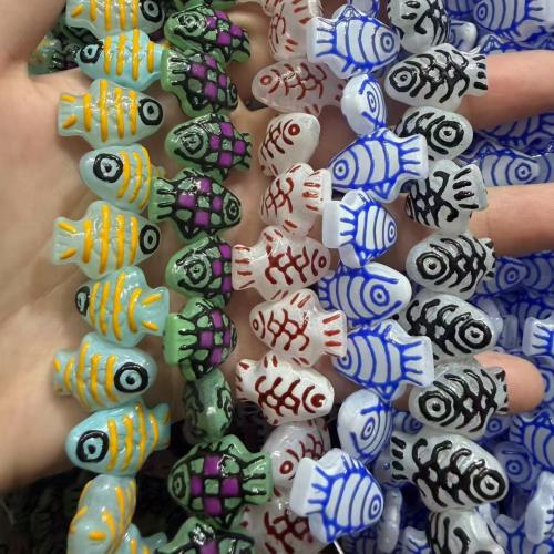 Animal Lampwork Beads, Fish, hand drawing, DIY, more colors for choice, 20x15mm, 100PCs/Bag, Sold By Bag