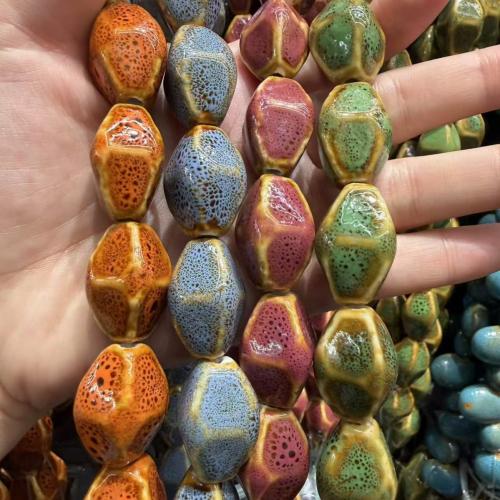Porcelain Jewelry Beads, Geometrical Pattern, DIY & faceted, more colors for choice, 26x18mm, 100PCs/Bag, Sold By Bag