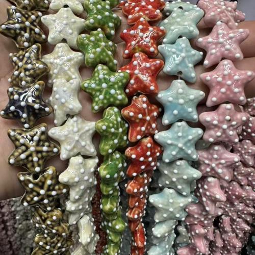 Porcelain Jewelry Beads, Starfish, hand drawing, DIY, more colors for choice, 20mm, 20PCs/Bag, Sold By Bag