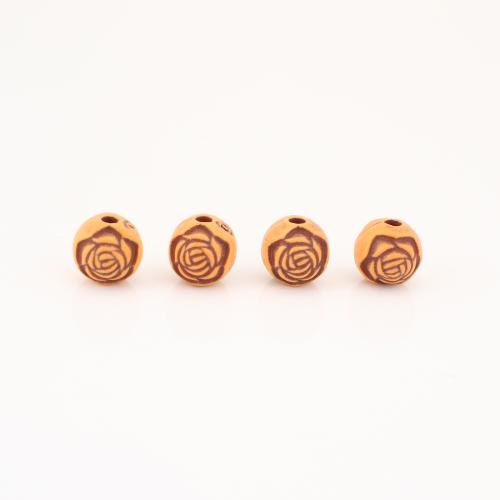 Resin Jewelry Beads, Round, DIY & with flower pattern, 7x7x7mm, 100PCs/Lot, Sold By Lot