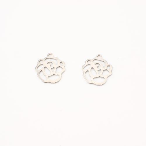 Stainless Steel Flower Pendant, 304 Stainless Steel, DIY & hollow, original color, 14x12x1mm, 100PCs/Lot, Sold By Lot