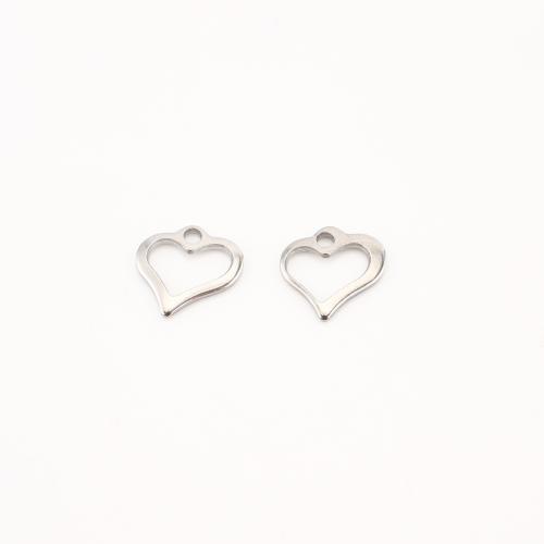 Stainless Steel Heart Pendants, 304 Stainless Steel, DIY & hollow, original color, 11x11x1mm, 100PCs/Lot, Sold By Lot