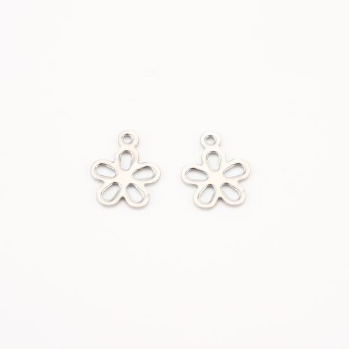 Edelstahl -Blumen-Anhänger, 304 Edelstahl, DIY & hohl, originale Farbe, 15x12x1mm, 100PCs/Menge, verkauft von Menge