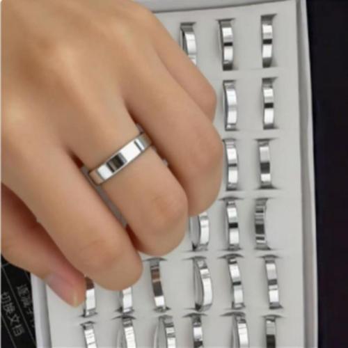 304 Edelstahl Ring Set, unisex, originale Farbe, Größe:6-8, 36PCs/Box, verkauft von Box