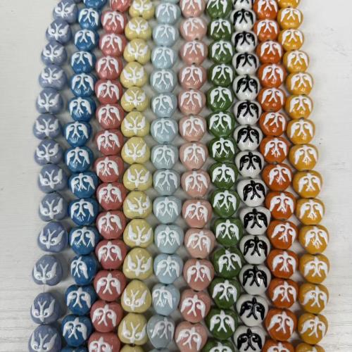 Porcelain Jewelry Beads, Heart, folk style & DIY & enamel, more colors for choice, 15x16mm, 25PCs/Bag, Sold By Bag