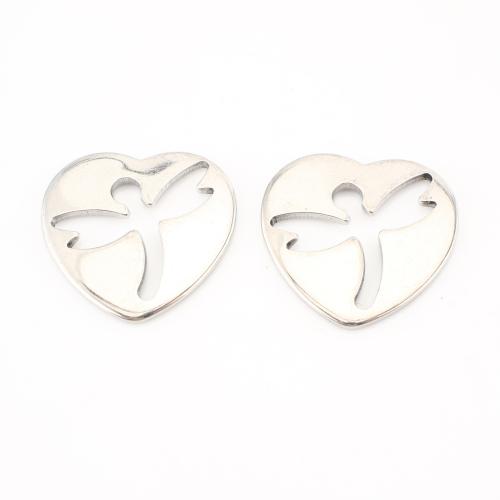 Stainless Steel Heart Pendants, 304 Stainless Steel, DIY & hollow, original color, 23x24x2mm, 20PCs/Lot, Sold By Lot