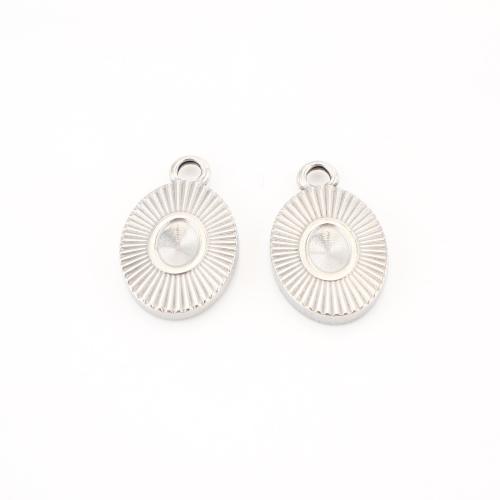 Bijoux pendentifs en acier inoxydable , Acier inoxydable 304, ovale plat, DIY, couleur originale, 21x13x3mm, 20PC/lot, Vendu par lot