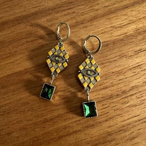 Tibetan Style Drop Earrings, with Cubic Zirconia, plated, vintage & fashion jewelry & for woman, mixed colors, nickel, lead & cadmium free, 13-45mm, Sold By Pair