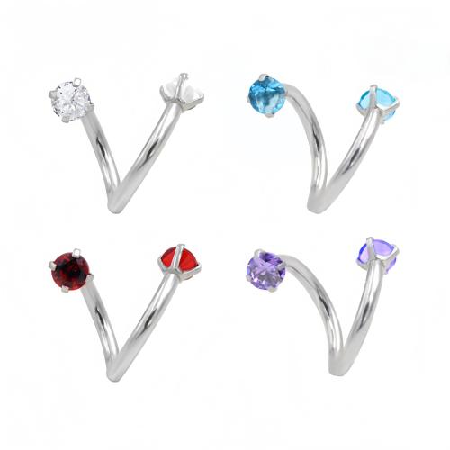316 Stainless Steel Nose Piercing Jewelry, Unisex & different size for choice & micro pave cubic zirconia, more colors for choice, Sold By PC