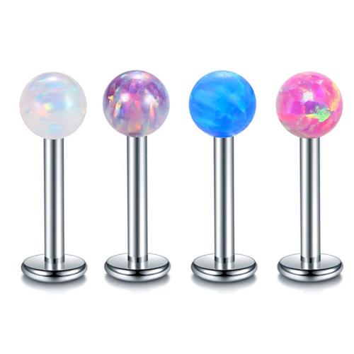 Titanium Lip Piercing Stud, with Gemstone, Round, Unisex & different size for choice, more colors for choice, Sold By PC