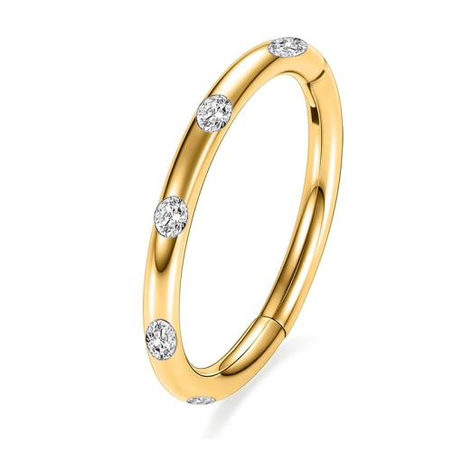 304 Edelstahl Nasepiercing Schmuck, goldfarben plattiert, unisex & verschiedene Größen vorhanden & mit Strass, verkauft von PC