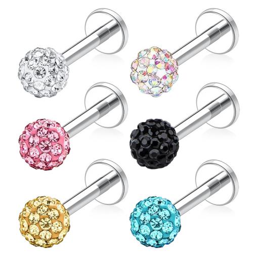 304 Edelstahl rund, unisex & mit Strass, keine, 1.20x6mm, verkauft von PC