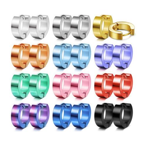 304 Edelstahl Ohrring-Set, plattiert, Modeschmuck & unisex, gemischte Farben, 9mm, 12PaarePärchen/Tasche, verkauft von Tasche