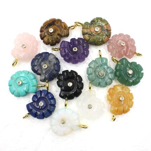 Gemstone Pendants Jewelry, Conch, polished, DIY & different materials for choice & with rhinestone, 10x23x33mm, Sold By PC