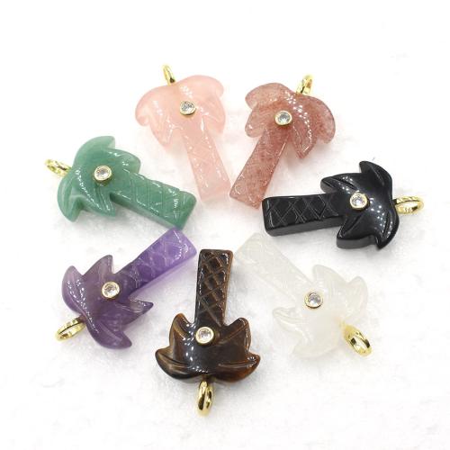 Gemstone Pendants Jewelry, Tree, polished, DIY & different materials for choice & with rhinestone, 9x22x35mm, Sold By PC