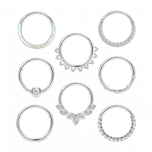 304 Stainless Steel Nose Piercing Jewelry, Unisex & different size for choice & micro pave cubic zirconia, original color, Sold By Set