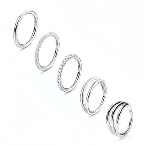 304 Stainless Steel Nose Piercing Jewelry, 5 pieces & Unisex & micro pave cubic zirconia, original color, 1x8mm, Sold By Set