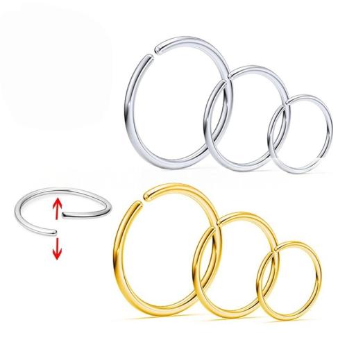 304 Stainless Steel Nose Piercing Jewelry, Donut, plated, Unisex & different size for choice, more colors for choice, Sold By PC