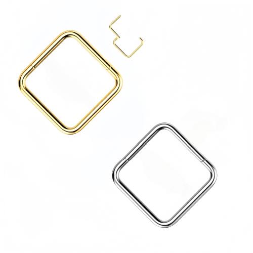 304 Stainless Steel Nose Piercing Jewelry, Square, plated, Unisex & hollow, more colors for choice, 1.20x10mm, Sold By PC