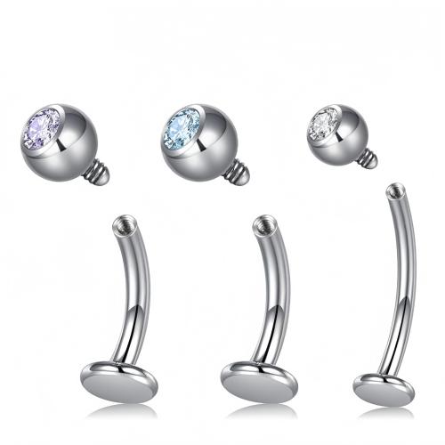 Titanium Alloy Belly Ring, Unisex & different size for choice & micro pave cubic zirconia, more colors for choice, Sold By PC