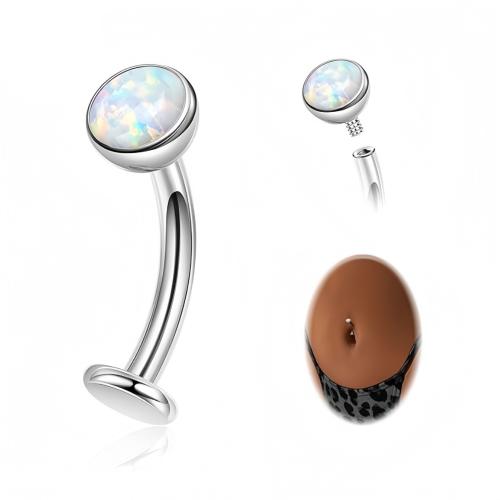 Titan Legierung Bauchnabelpiercing, mit Opal, rund, Modeschmuck & unisex, 1.60x10x5mm, verkauft von PC