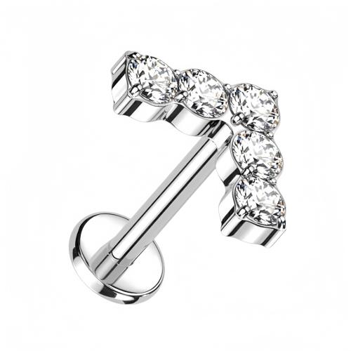 Titanium Alloy Lip Piercing Stud, Letter V, Unisex & micro pave cubic zirconia, original color, 1.20x6mm, Sold By PC