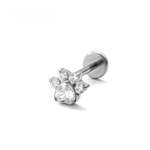 Titanium Alloy Lip Piercing Stud, Claw, Unisex & micro pave cubic zirconia, original color, 1.20x6mm, Sold By PC