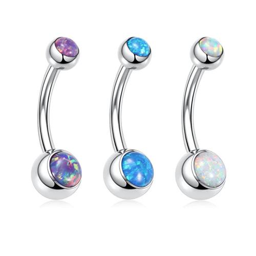 Titanium Alloy Belly Ring, with Opal, Round, fashion jewelry & Unisex, more colors for choice, 1.60x10mm, Sold By PC