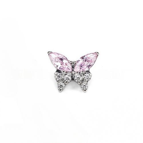 Titan Legierung Intimschmuck Ohrring Ergebnisse, Schmetterling, DIY & Micro pave Zirkonia, keine, 7.10x5.60mm, verkauft von PC