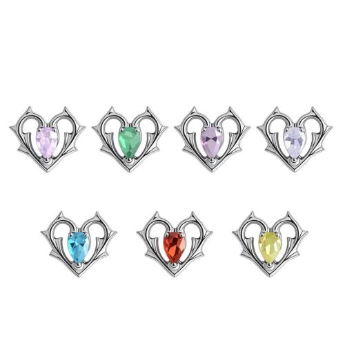 Titanium Alloy Piercing Earring Findings, Heart, polished, DIY & micro pave cubic zirconia & hollow, more colors for choice, 7x6mm, Sold By PC