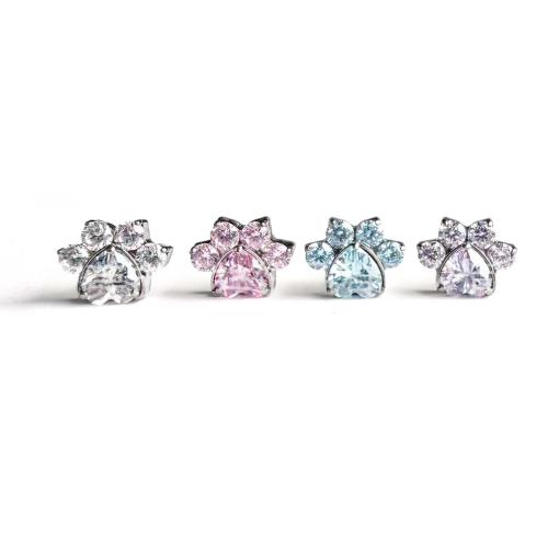 Titanium Alloy Piercing Earring Findings, Claw, DIY & micro pave cubic zirconia, more colors for choice, 5.80x4.50mm, Sold By PC