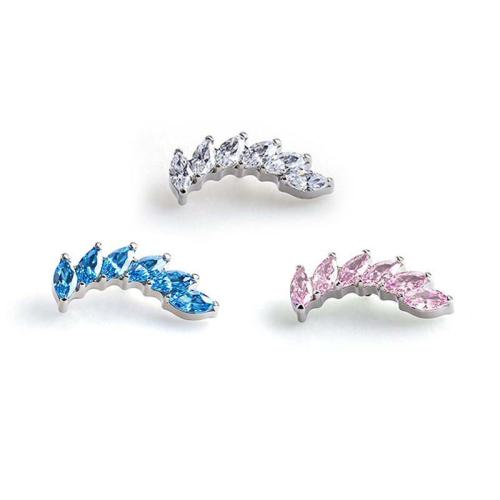 Titanium Alloy Piercing Earring Findings, Horse Eye, DIY & micro pave cubic zirconia, more colors for choice, 11.60x4.90mm, Sold By PC