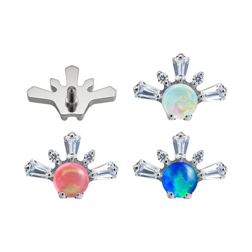 Titan Legierung Intimschmuck Ohrring Ergebnisse, mit Opal, DIY, keine, 6.50x5.80mm, verkauft von PC