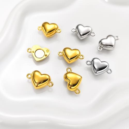 Stainless Steel Magnetic Clasp, 316 Stainless Steel, Heart, Vacuum Ion Plating, DIY, more colors for choice, 9x9mm, Hole:Approx 1.5mm, Sold By Pair