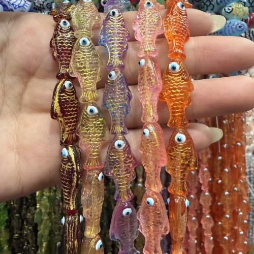 Animal Lampwork Beads, Fish, DIY & enamel, more colors for choice, 12x25mm, Sold Per Approx 38 cm Strand