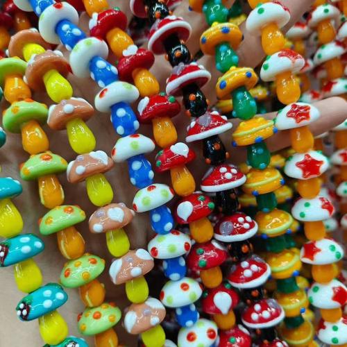 Lampwork Beads, mushroom, hand drawing, DIY, more colors for choice, 10x13mm, 20PCs/Bag, Sold By Bag