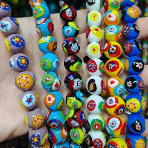 Evil Eye Lampwork Beads, Round, hand drawing, DIY & evil eye pattern, more colors for choice, 12mm, 25PCs/Bag, Sold By Bag