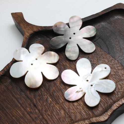 Colgantes de Nácar Negro Natural, Nácar Negra, Flor, Bricolaje, 45mm, Vendido por UD