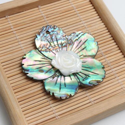 Colgantes de Nácar, Nácar de Abulón, con Nácar Blanca, Flor, Tallado, 38x13mm, Vendido por UD