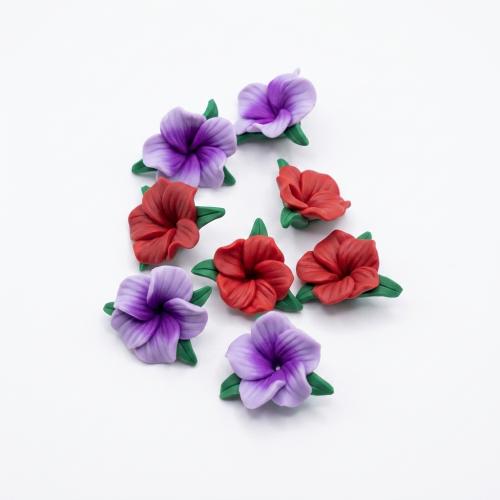 Polymer Clay Hair Accessories DIY Findings, Flower, more colors for choice, flower 20mm, flower and leaves 24mm, 1000PCs/Lot, Sold By Lot