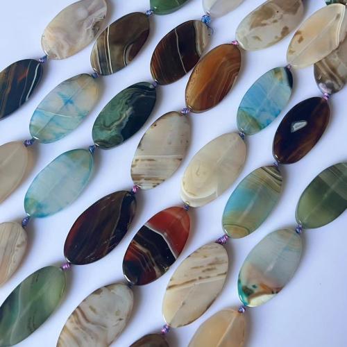 Agate Beads, Flat Oval, DIY, multi-colored, 25x50mm, Sold Per Approx 38 cm Strand
