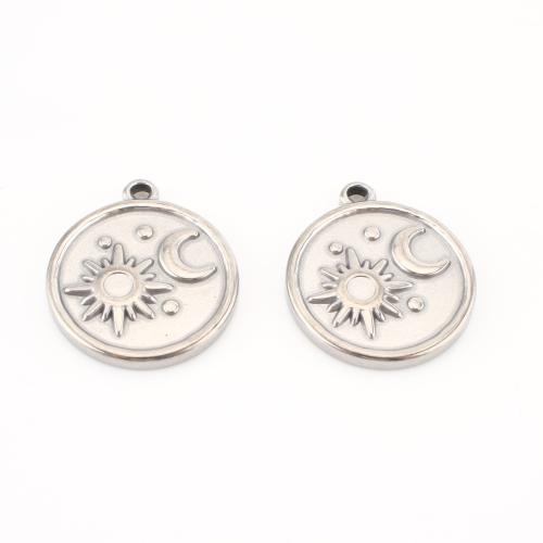 Bijoux pendentifs en acier inoxydable , Acier inoxydable 304, Plat rond, DIY, couleur originale, 23x20x3mm, 20PC/lot, Vendu par lot