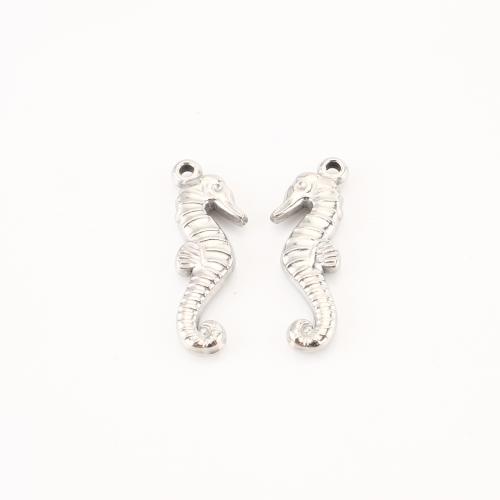 Acier inoxydable animaux Pendentifs, Acier inoxydable 304, hippocampe, DIY, couleur originale, 25x9x3mm, 20PC/lot, Vendu par lot
