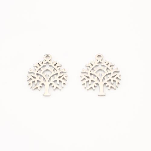 Bijoux pendentifs en acier inoxydable , Acier inoxydable 304, arbre, DIY, couleur originale, 18x15x1mm, 20PC/lot, Vendu par lot