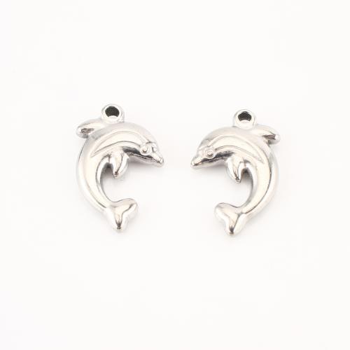 Acier inoxydable animaux Pendentifs, Acier inoxydable 304, dauphin, DIY, couleur originale, 22x15x4mm, 20PC/lot, Vendu par lot